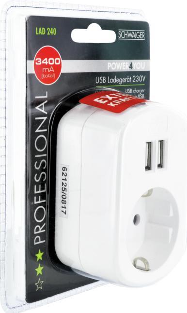 Actual product image Schwaiger USB charger (5 W, 1 portion)