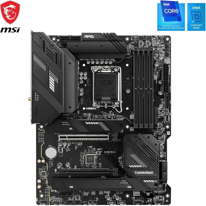 Productafbeelding MSI MB MAG B760 TOMAHAWK WIFI (B760,S1700,mATX,Intel) (LGA 1700, Intel B760, ATX)