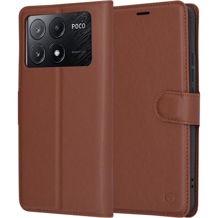 Techsuit - Leather Folio - Xiaomi Poco X6 Pro - Brown (Xiaomi Poco X6 Pro), Cover smartphone, Marrone