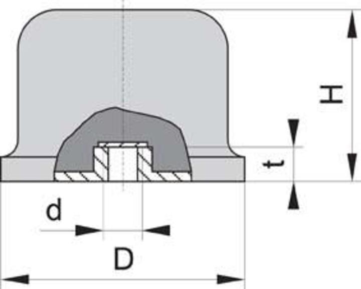 Magni Rubber-metaalbuffer gekroond type E D80xH60 M12 NR55