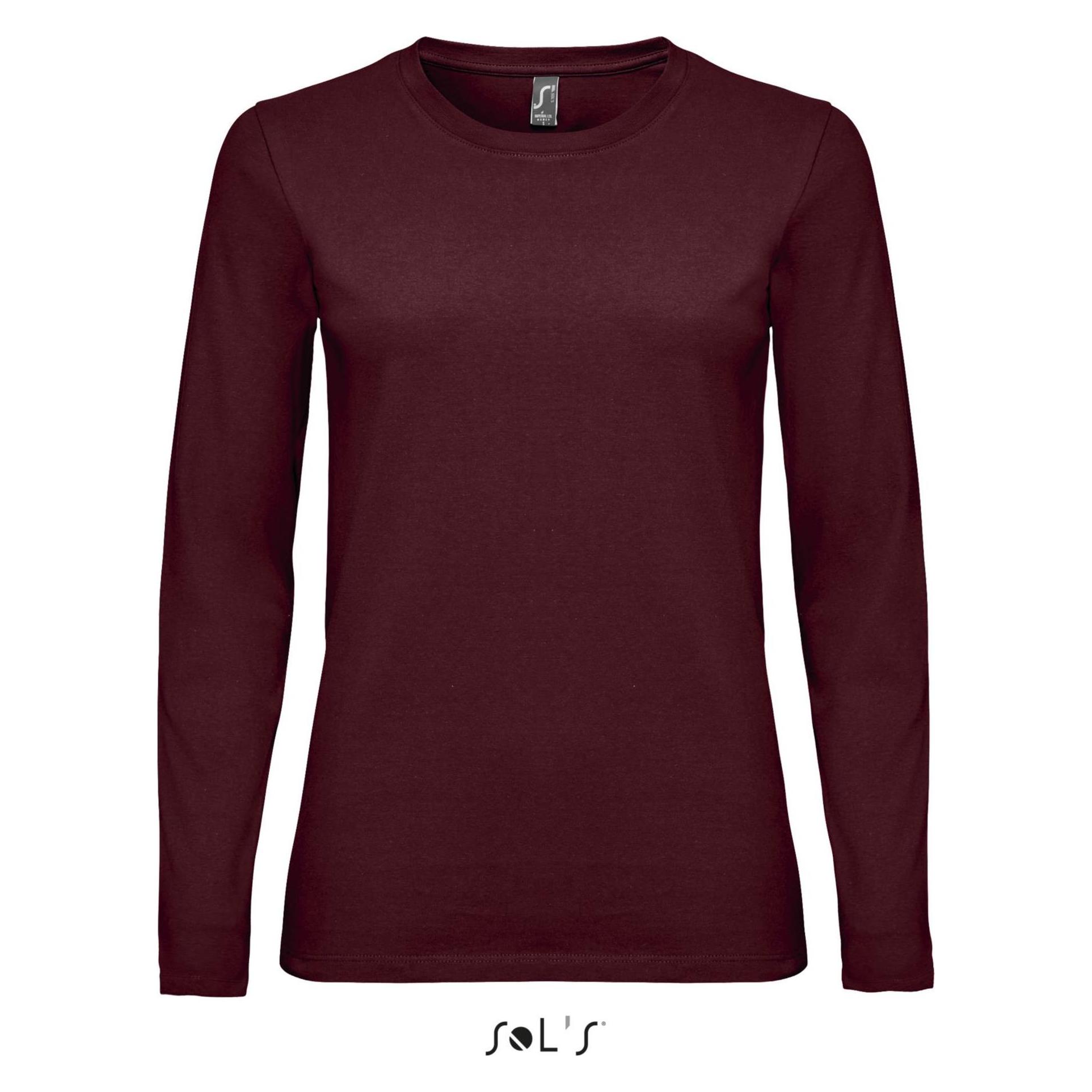 Sol's, Damen, Shirts, Imperial Lsl, Braun, Rot, (Xl)