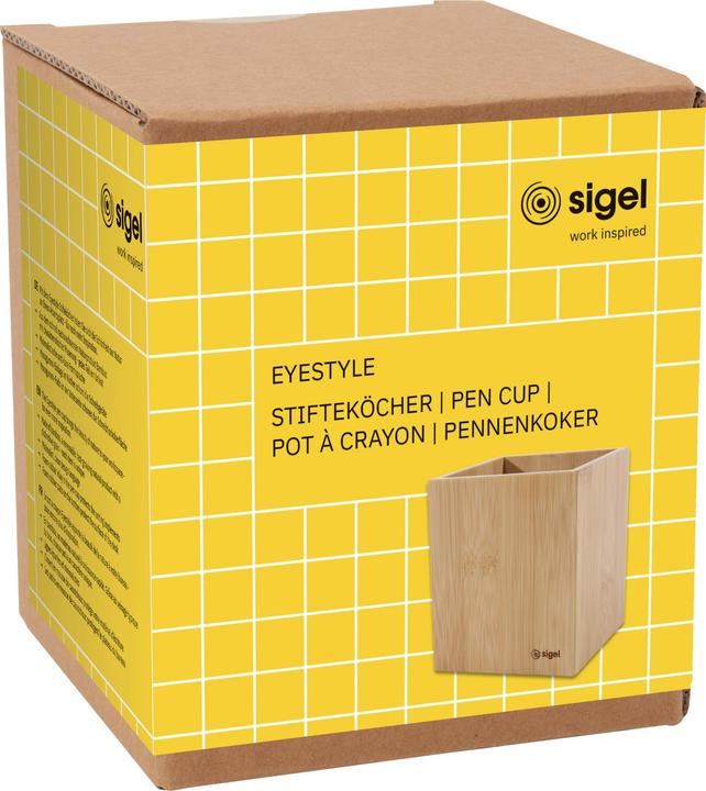 Actual product image Sigel Pencil Cup Eyestyle, bamboo nature, bamboo, 92x106x92 mm, 1 pc.