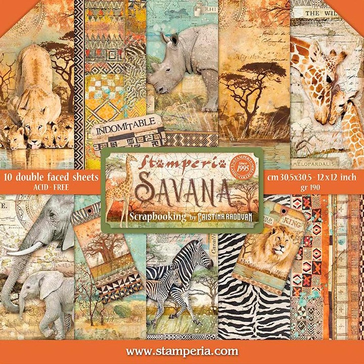 Immagine prodotto Stamperia Blocco scrapbook "Savana", 10 fogli, 30,5 x 30,5 cm (190 g/m², 10 x)