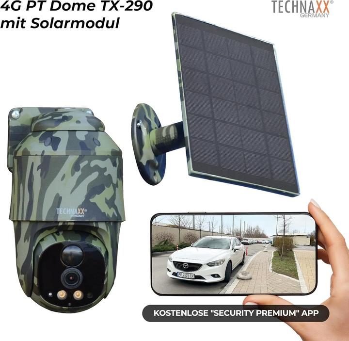 Actual product image Technaxx 4G PT Dome TX-290 mit Solarmodul (2560 x 1440 Pixels)