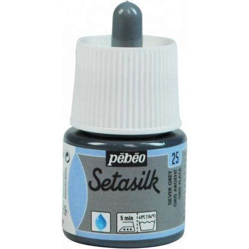 Pebeo, Künstlerfarbe + Bastelfarbe, Setasilk (Silbergrau, 45 ml)