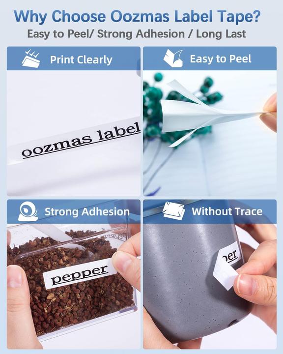 Produktbild Oozmas 5er-Set Etikettenband für Beschriftungsgeräte (Weiss)