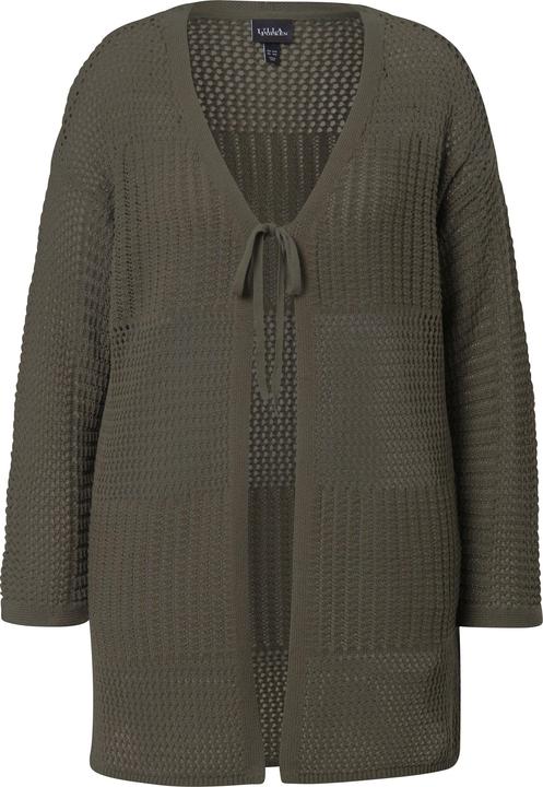 Actual product image Ulla Popken Mixed Texture Openwork Cardigan (46, 48)