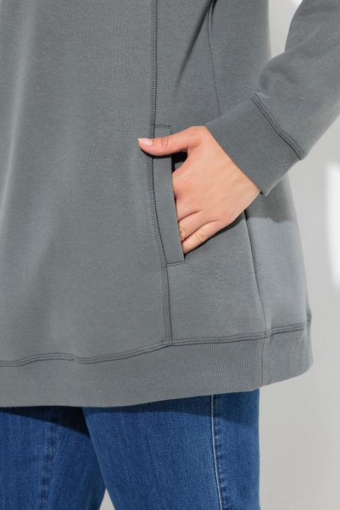 Image du produit Ulla Popken Sweat-shirt à col montant et évasé. Poches et manches raglan. (62)