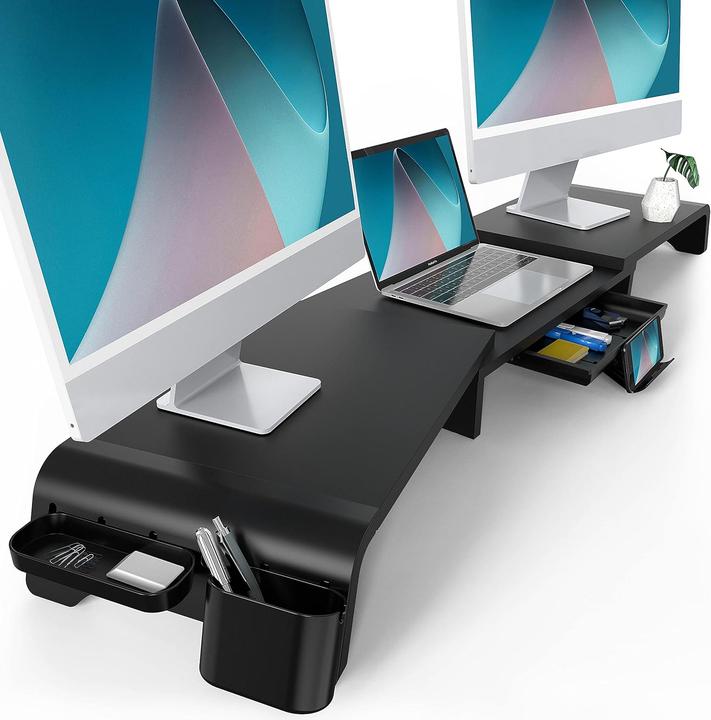 Image du produit Fenge Dual Monitorständer mit Schublade und Handyhalter