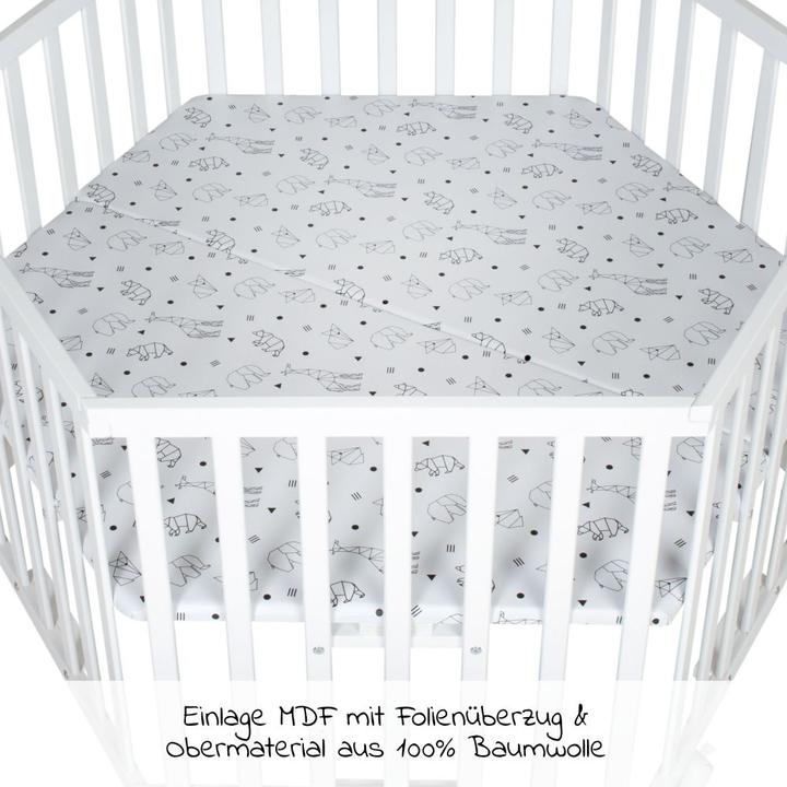 Actual product image Schardt Playpen playpen hexagonal white incl. insert - Origami - Black (106 cm, 122 cm, Pine)