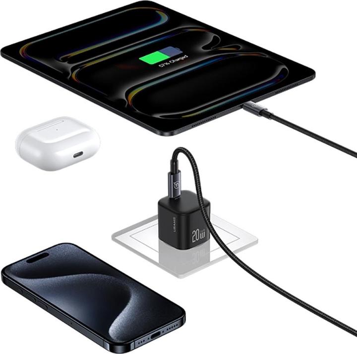 Produktbild Usams Wall Charger JO Series CC260 20W USB-C + 1m USB-C/USB-C Cable White (20 W)