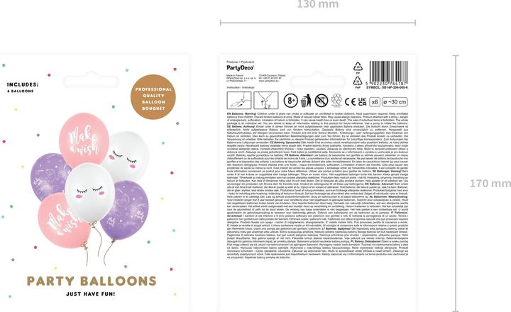 Actual product image Partydeco Balloons Unicorn mix Ø 30 cm, 6 pieces (6x)