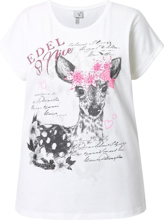 Immagine prodotto Ulla Popken T-shirt dal taglio oversize con giovane capriolo, scollo a girocollo e mezze maniche (58)