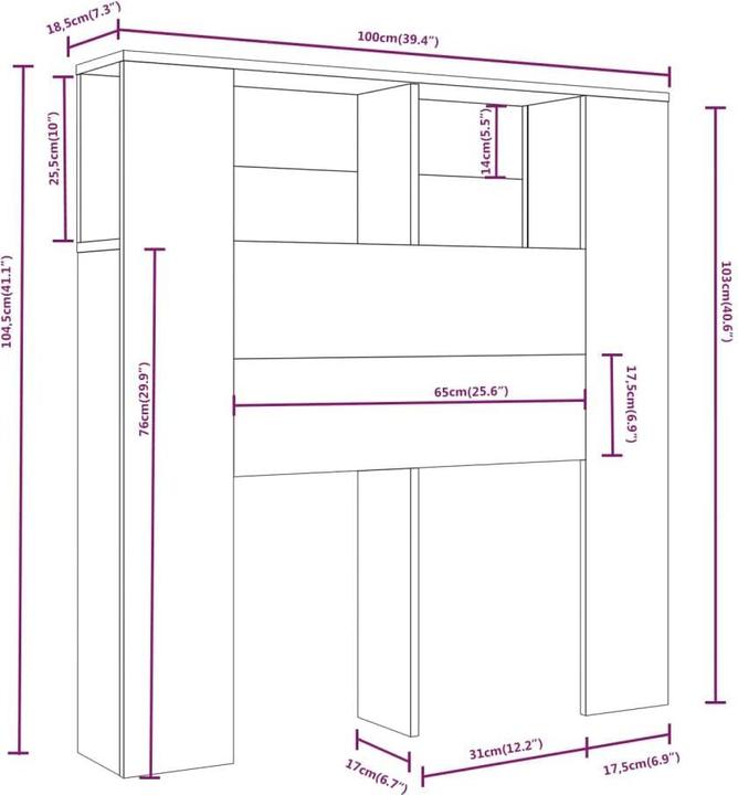 Image du produit vidaXL Uathne (100 x 18.5 x 104.5 cm)