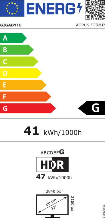 Energie-Label Gigabyte Aorus FO32U2 (3840 x 2160 Pixel, 31.50")