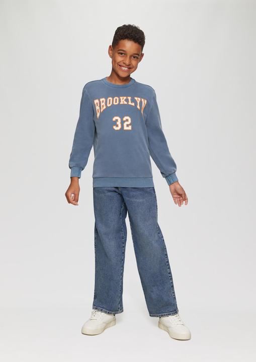Produktbild s.Oliver Sweatshirt Sweatshirt mit Garment Dye und Schriftprint (S)