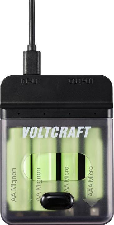 Voltcraft VC-BC4-PB1 Chargeur et banque d'énergie 2en1 (1 pcs, Piles rechargeables + chargeur)