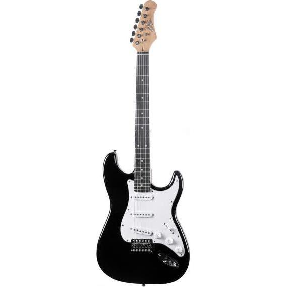 EKO E-Gitarre GEE ST100-BLK Schwarz (E-Gitarre, Ahorn, Pappelholz, Harz, WPC Harz), Gitarre, Schwarz
