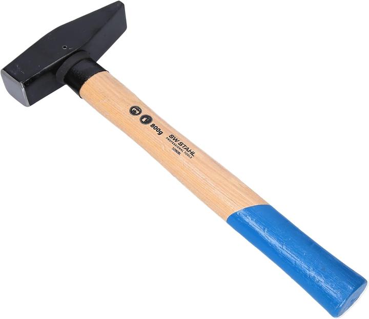 Produktbild SW-Stahl 50908L Schlosserhammer mit Stielschutz I Werkzeughammer aus Hickoryholz I Hammer mit Kopfge (800 g)