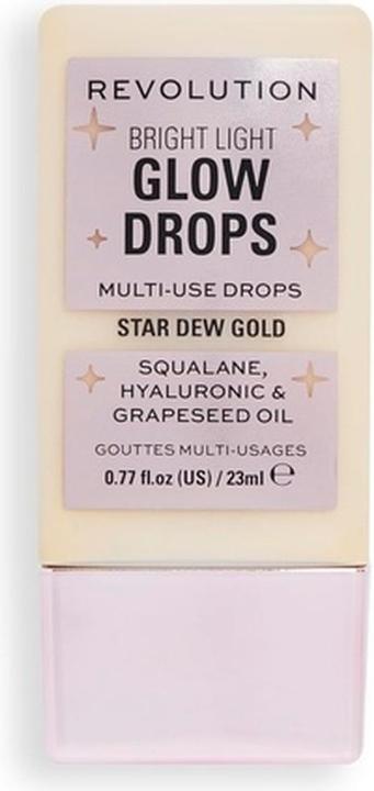 Actual product image Makeup Revolution Bright Light Glow Highlighter Drops Illuminating Finish Golden Star Dew 23ml (Golden Star Dew, Highlighter, 40 g)
