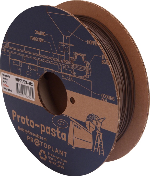 Produktbild Proto-pasta HTPC1705-BRO Bronze-filled Metal HTPLA Filament PLA 1.75 mm 500 g B (Metall, 1.75 mm, 500 g, Braun, Gold)