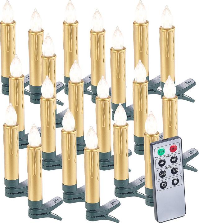 Produktbild Lunartec 20er-Set LED-Weihnachtsbaumkerzen mit Fernbedienung und Timer (20 x)