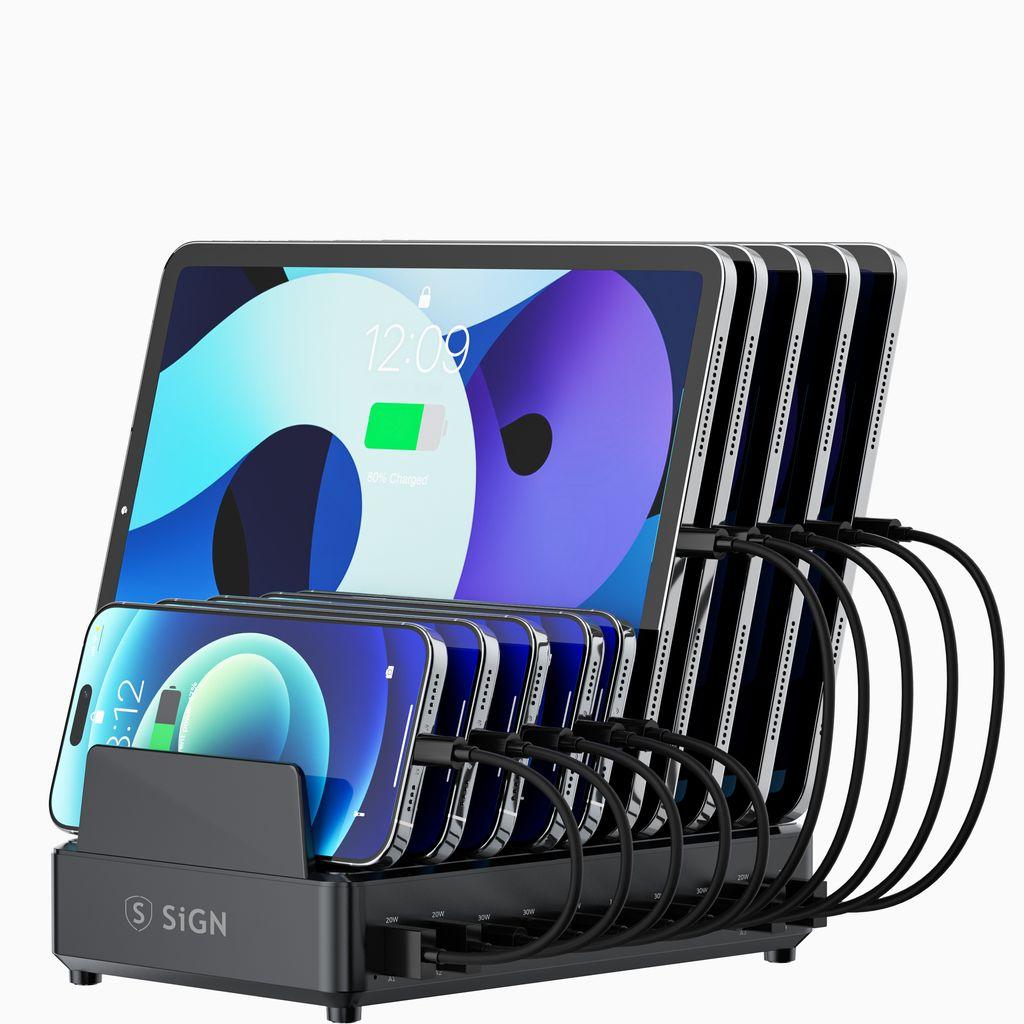 SIGN 10-Port Charging Station, 240W – Black, Caricabatteria senza fili, Nero