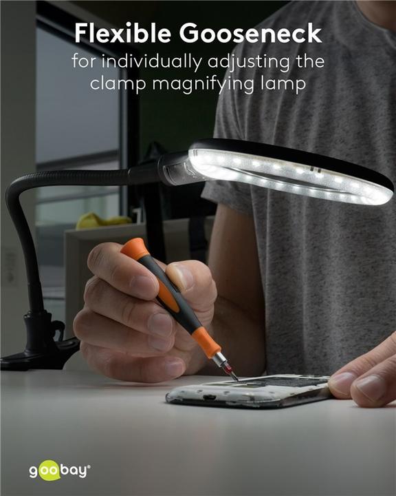 Actual product image Goobay LED clamp magnifier lamp, 6 W, black