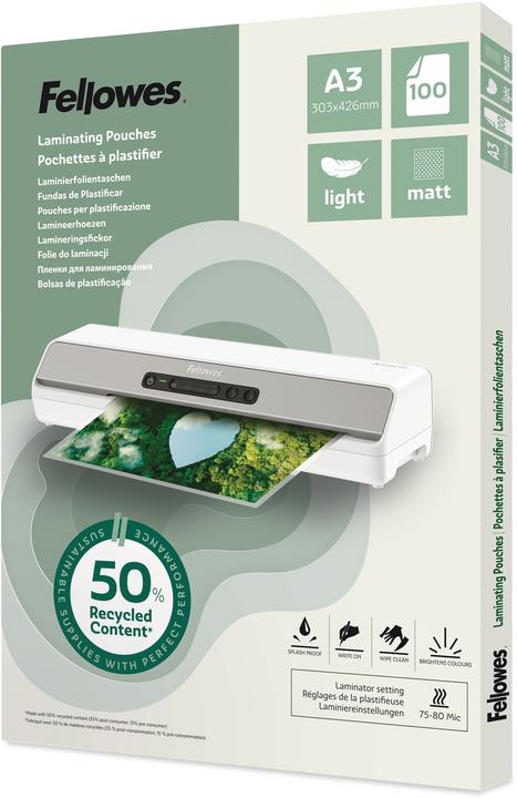 Fellowes Laminierhülle A3 2x80µm 100ST matt Rec. (A3, 100 pcs, 80 µm)