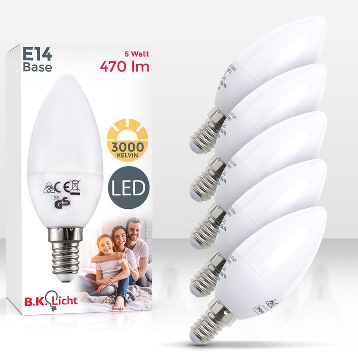 Actual product image B.K.Licht LED bulbs, set of 5, E14/5W (E14, 470 lm, 5x)