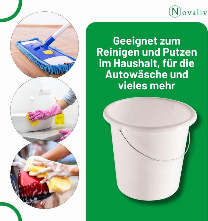 Produktbild Novaliv 10 Stück Eimer 5L Weiss mit Masseinteilung - Putzeimer 5 Liter? 22,5 cm Praktischer Allrounde (10 Stk.)