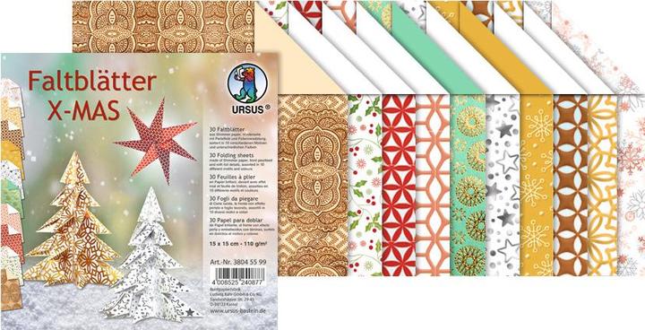 Produktbild Ursus Faltblätter X-Mas 15 x 15 cm, 110 g/m², 30 Blatt, Mehrfarbig (110 g/m², 30 x)