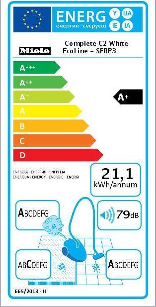 Energy Label Miele Complete C2 White Ecoline SFRP3