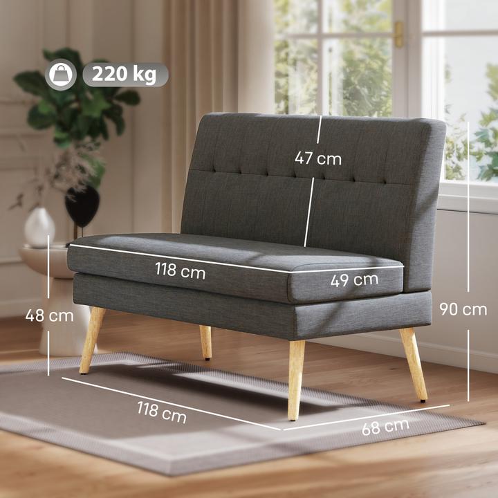 Produktbild Homcom Sofa Polyester, Kautschukholz Dunkelgrau (2-Sitzer)