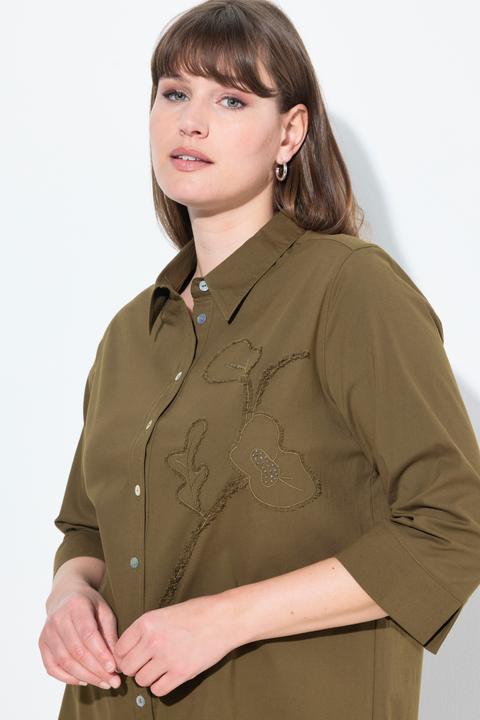 Produktbild Ulla Popken Hemdbluse, Blüten, Hemdkragen, 3/4-Arm (46, 48)