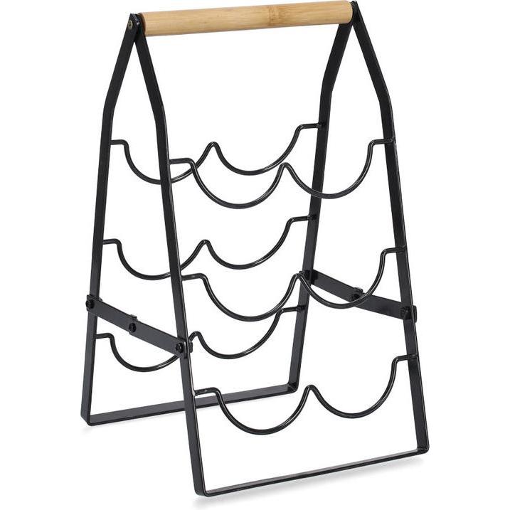 Zeller Present, Weinregal, Weinregal für 6 Flaschen, Metall/Bambus, schwarz (22 x 22 x 37 cm)