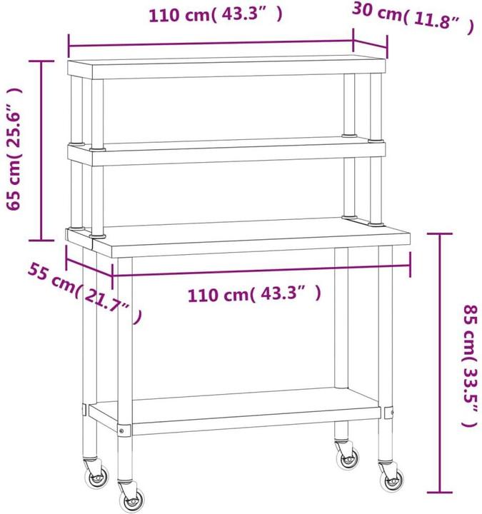 Actual product image vidaXL Küchentisch (55 cm, 110 cm)