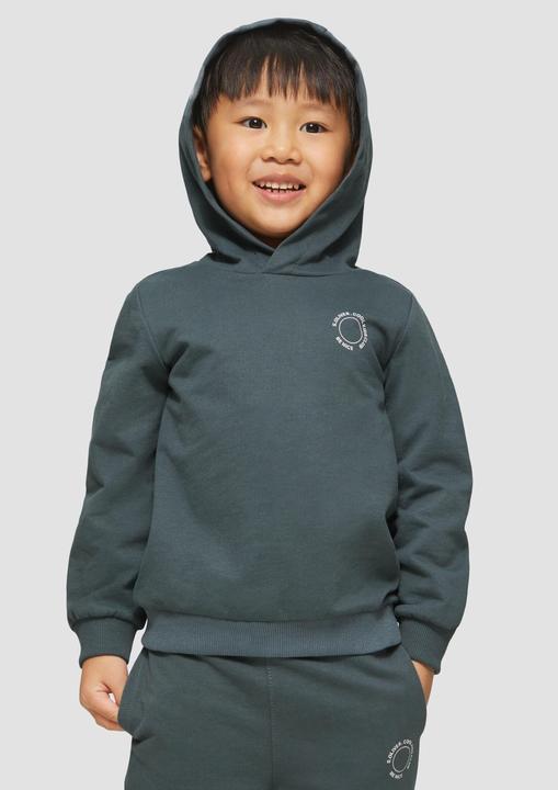 Actual product image S.Oliver Sweatshirt Unisex Kapuzen-Sweatshirt mit Rippbündchen und kleinem Print-Detail (104, 110)
