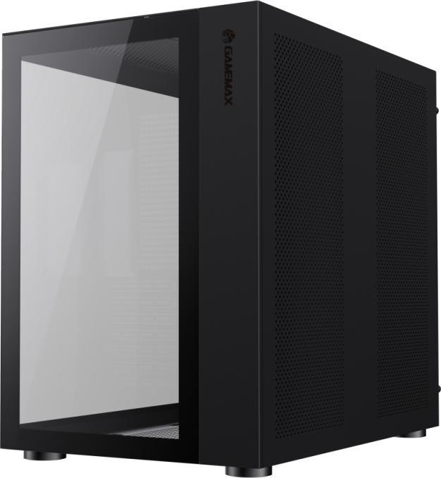 Actual product image GameMax Infinity Gaming Case w/ Glass Side & Front, ATX, Dual Chamber, No Fans inc., Mesh Panels, USB-C, Bla (ATX, mATX, Mini-ITX)