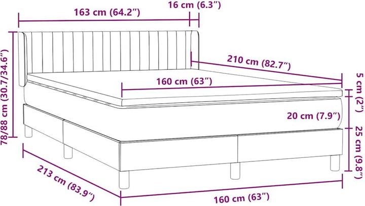 Immagine prodotto vidaXL Boxspringbett (160 x 210 cm)