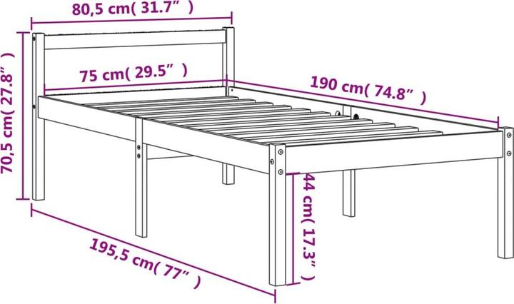 Image du produit vidaXL Seniorenbett (75 x 190 cm)