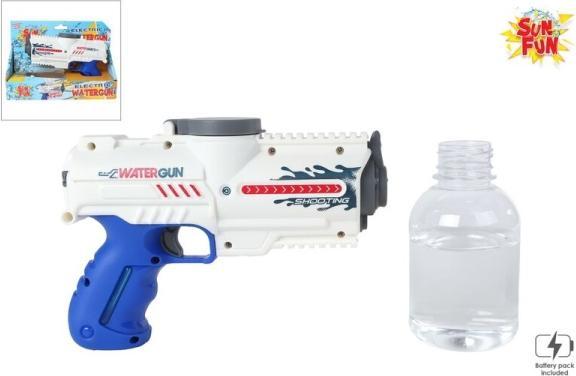 Image du produit Sun Fun Pistolet à eau électrique avec bouteille, blanc/bleu, 18 cm (PET Bouteille)