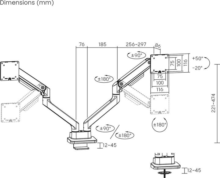 Actual product image ACT Dual monitor arm office premium, with gas spring (Table, 35", 20 kg)