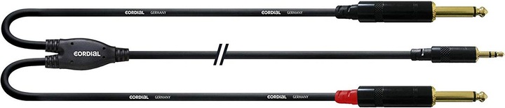 Actual product image Cordial CFY 1.5 WPP - Y-adapter cable 3.5mm jack - 2x 6.3mm mono jack (1.50 m, 3.5mm jack (AUX), 6.3mm jack)