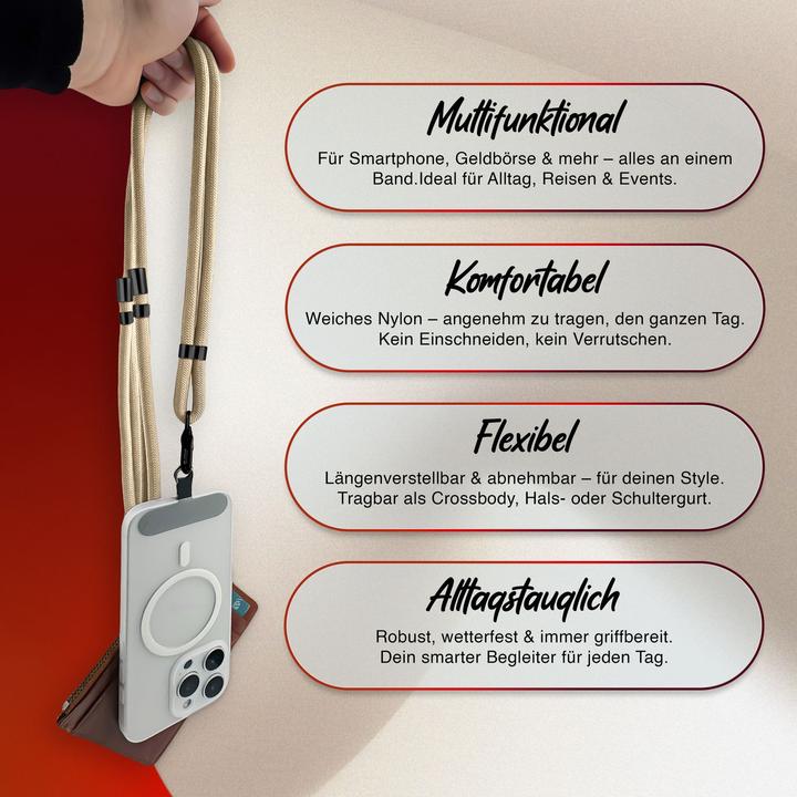 Image du produit Nalia HoldMe Lanyard Handykette - Universal Trageband für Smartphones - Verstellbar, Soft & Elastisch
