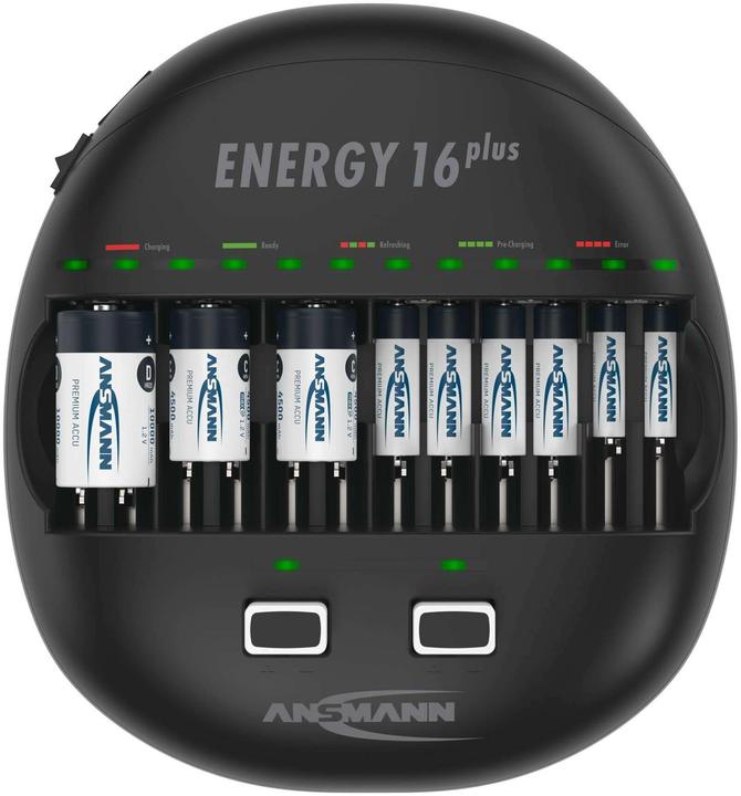 Produktbild Ansmann Energy 16 Plus (1 Stk., AA / LR6 / LR06 / Mignon / R6 / R14505, AAA / LR03 / Micro / R03 / AM4 / MN2400 / KR03, C, D, Ladegerät ohne Akku)