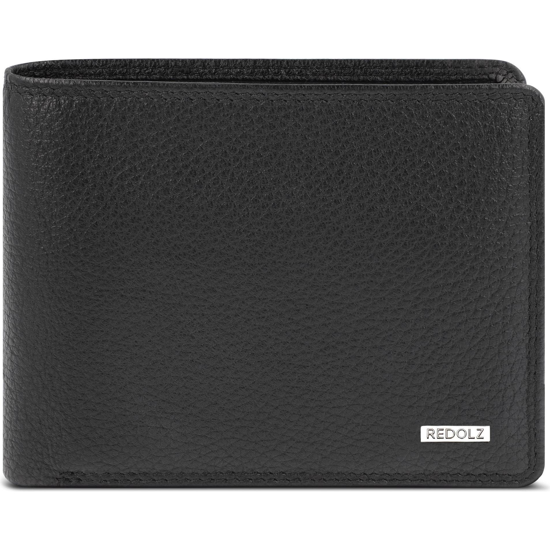 Redolz, Herren, Portemonnaie, Leather Essentials Geldbörse RFID Schutz Leder 11.5 cm, Schwarz