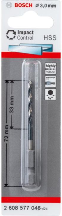 Actual product image Bosch Professional Zubehör HSS Twist Drill with Hexagonal Shank 3.0 mm (3 mm)
