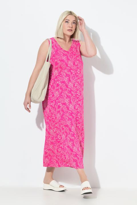 Produktbild Ulla Popken Maxikleid, gemustert, A-Linie, V-Ausschnitt, ärmellos (50, 52)