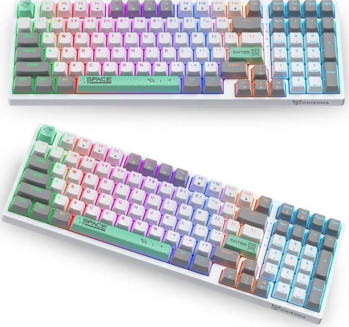Actual product image Onikuma G38 98 Keys USB Wired Mechanical Keyboard White (Eng. Int., Cable)